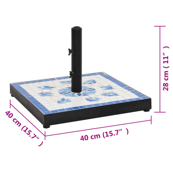 Blau-weißer Sonnenschirmständer Giulie (quadratisch 12 kg)