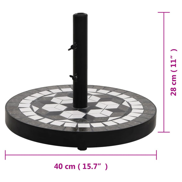 Schwarz-weißer Sonnenschirmständer Giuli rund (12 kg)