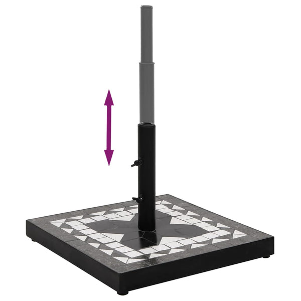 Schwarzweißer Sonnenschirmständer Giuli quadratisch (12 kg)