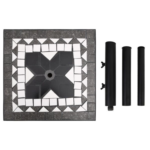 Schwarzweißer Sonnenschirmständer Giuli quadratisch (12 kg)