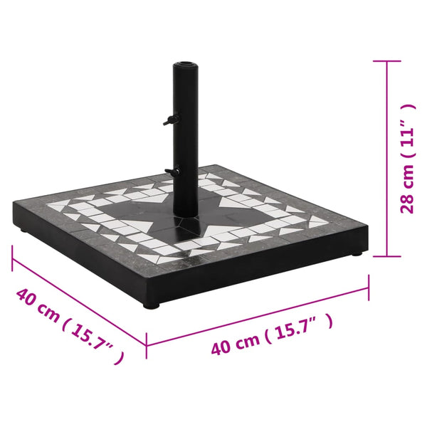 Schwarzweißer Sonnenschirmständer Giuli quadratisch (12 kg)