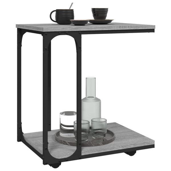 Grauer Beistelltisch mit Rollen Brio 50x35x55,5cm (Holz)