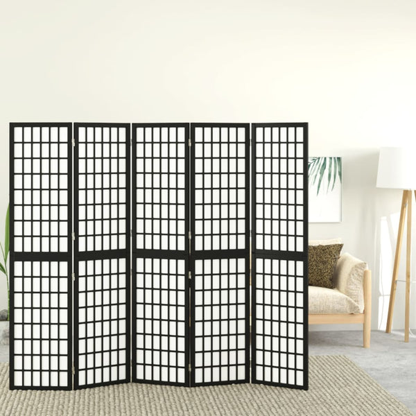 Musta tilanjakaja 5 paneelia japanilaistyylinen Vartelica 200x170cm