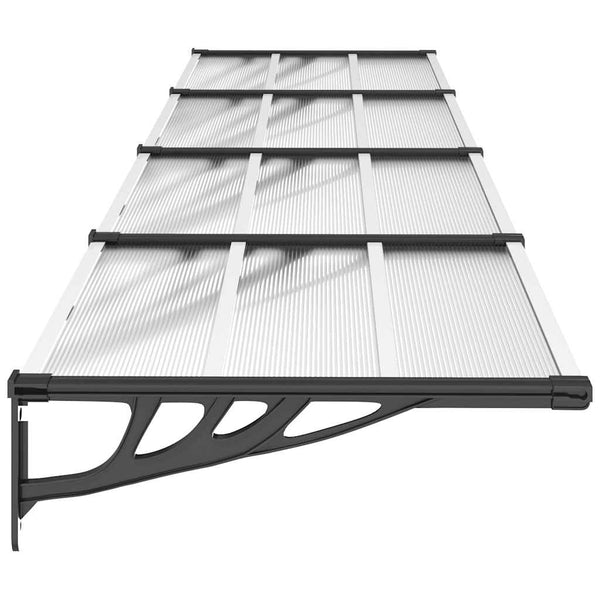 Schwarzes und transparentes Türvordach Sestilia 396x90cm (Polykarbonat)