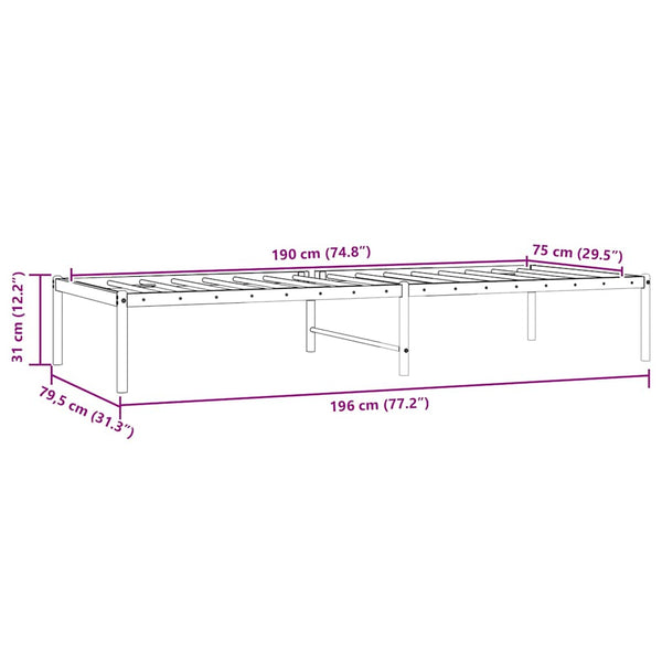 Schwarzes Metallbettgestell Necsoiu 75x190cm
