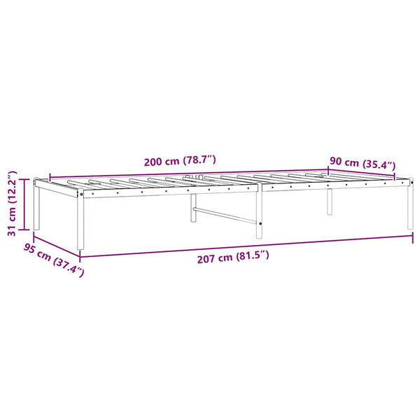 Metallbettrahmen Necsoiu schwarz 90x200cm