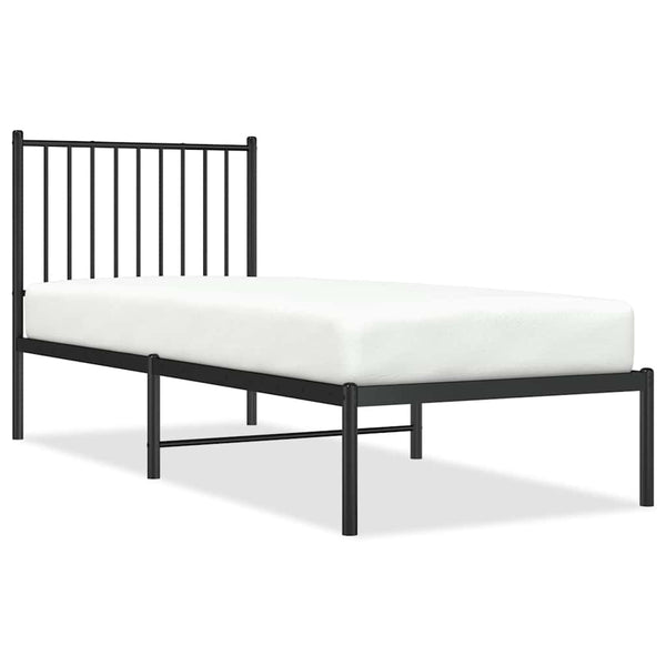 Schwarzes Metallbettgestell mit Kopfteil Necsoiu 75x190cm