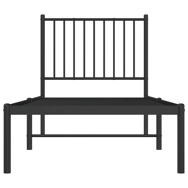 Schwarzes Metallbettgestell mit Kopfteil Necsoiu 75x190cm