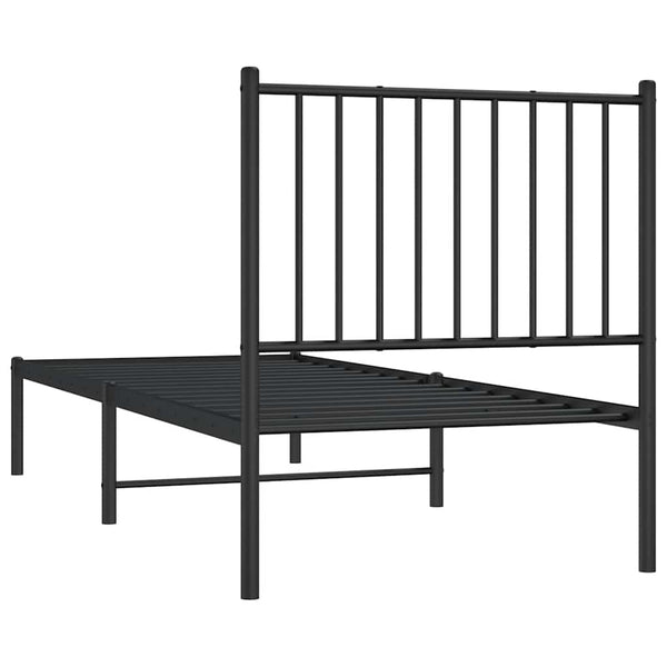 Schwarzes Metallbettgestell mit Kopfteil Necsoiu 75x190cm