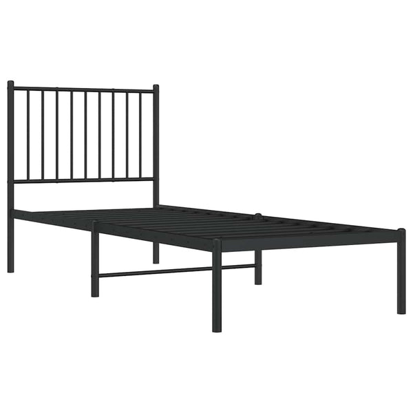 Musta metallinen sängynrunko päädyllä Necsoiu 80x200cm