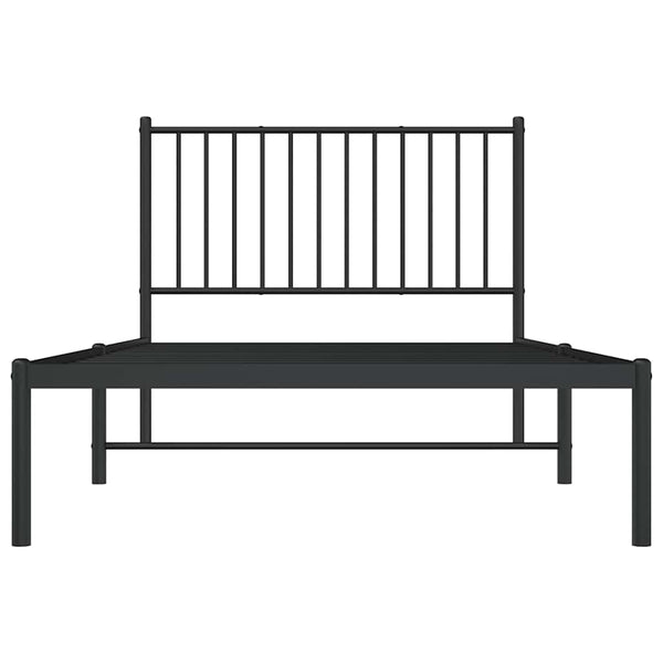 Schwarzer Bettrahmen aus Metall mit Kopfteil Necsoiu 100x190cm