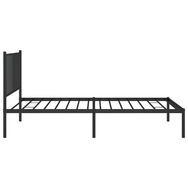 Schwarzer Bettrahmen aus Metall mit Kopfteil Necsoiu 100x190cm