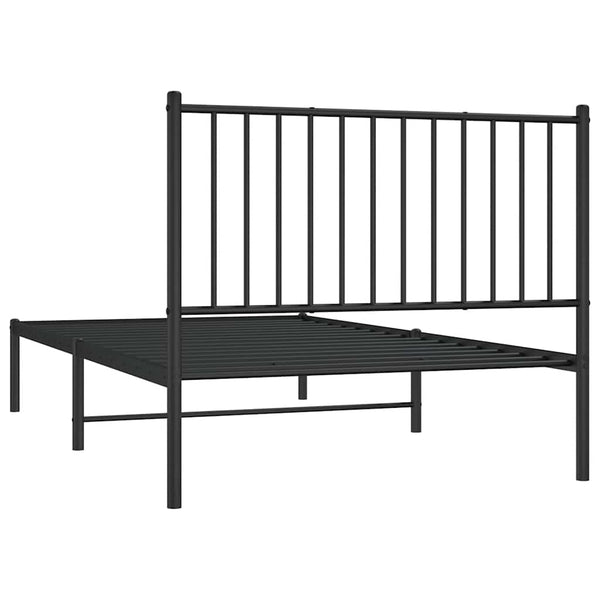 Schwarzer Bettrahmen aus Metall mit Kopfteil Necsoiu 100x190cm
