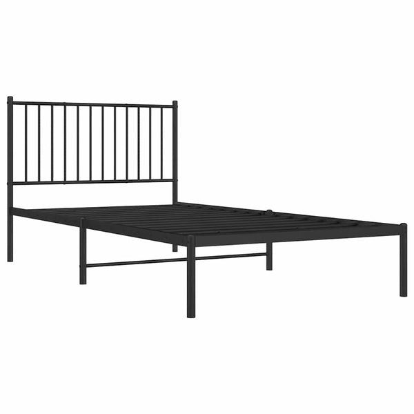 Musta metallinen sängynrunko päädyllä Necsoiu 100x200cm