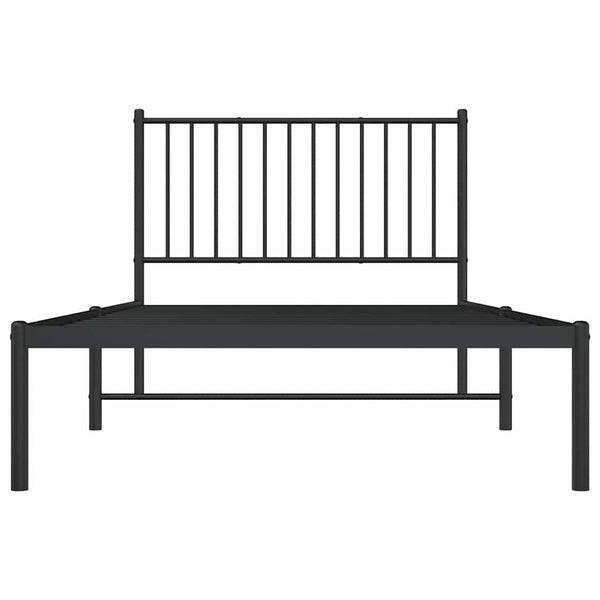 Musta metallinen sängynrunko päädyllä Necsoiu 100x200cm