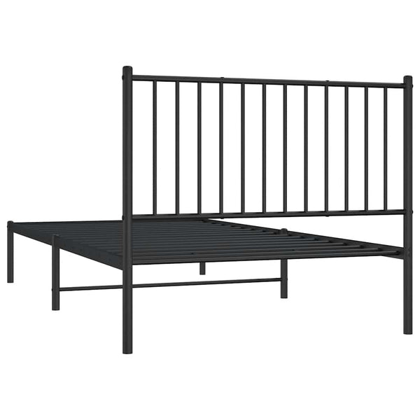 Musta metallinen sängynrunko päädyllä Necsoiu 100x200cm