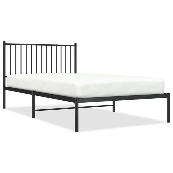 Schwarzes Metallbettgestell mit Kopfteil Necsoiu 107x203cm