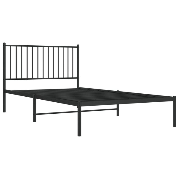 Schwarzes Metallbettgestell mit Kopfteil Necsoiu 107x203cm