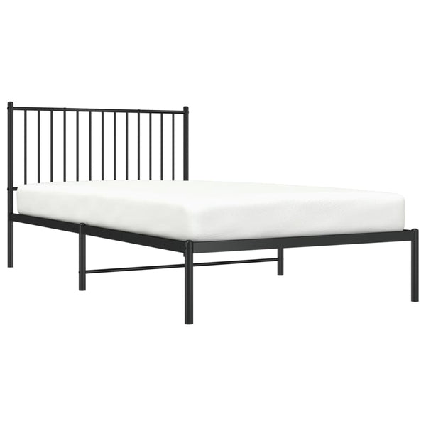 Schwarzes Metallbettgestell mit Kopfteil Necsoiu 107x203cm