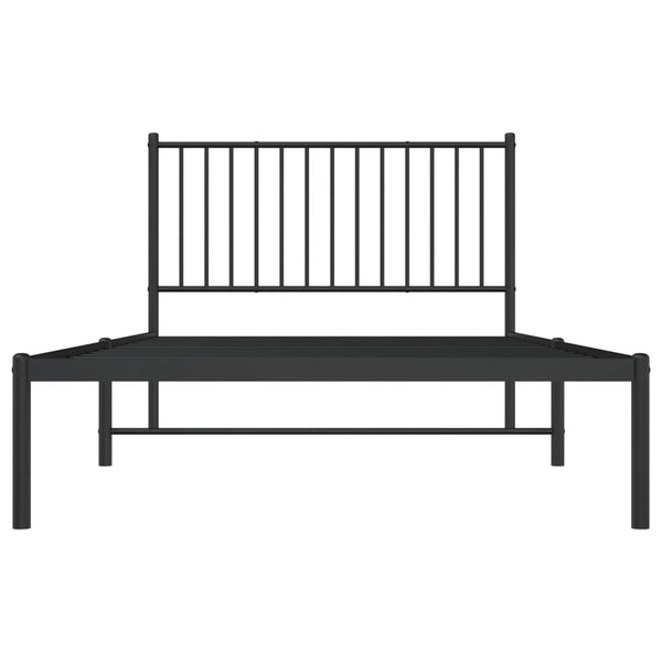 Schwarzes Metallbettgestell mit Kopfteil Necsoiu 107x203cm
