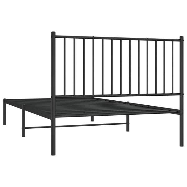 Schwarzes Metallbettgestell mit Kopfteil Necsoiu 107x203cm