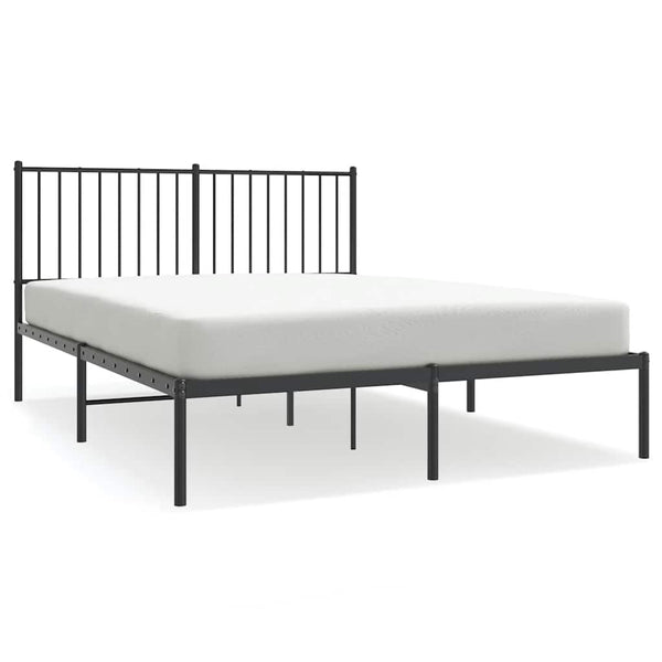 Schwarzes Metallbettgestell mit Kopfteil Necsoiu 135x190cm