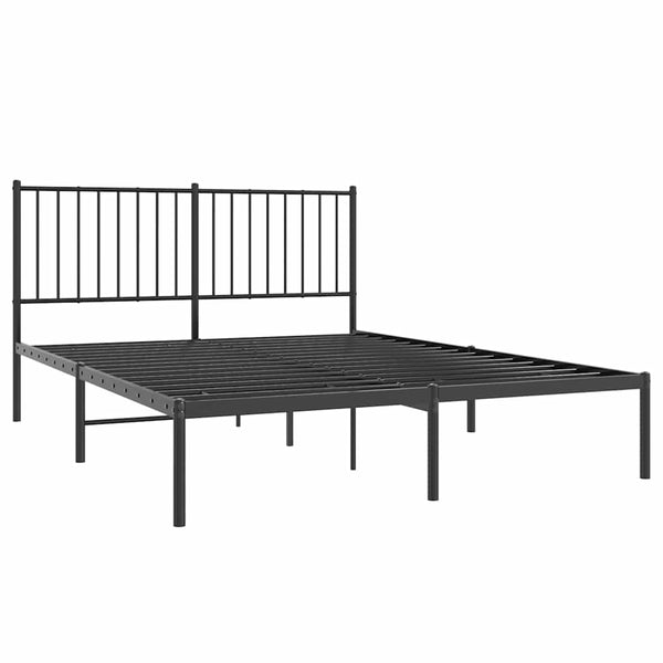 Schwarzes Metallbettgestell mit Kopfteil Necsoiu 135x190cm