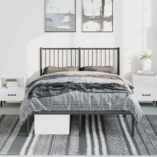 Schwarzes Metallbettgestell mit Kopfteil Necsoiu 135x190cm