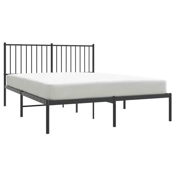 Schwarzes Metallbettgestell mit Kopfteil Necsoiu 135x190cm