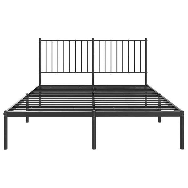 Schwarzes Metallbettgestell mit Kopfteil Necsoiu 135x190cm