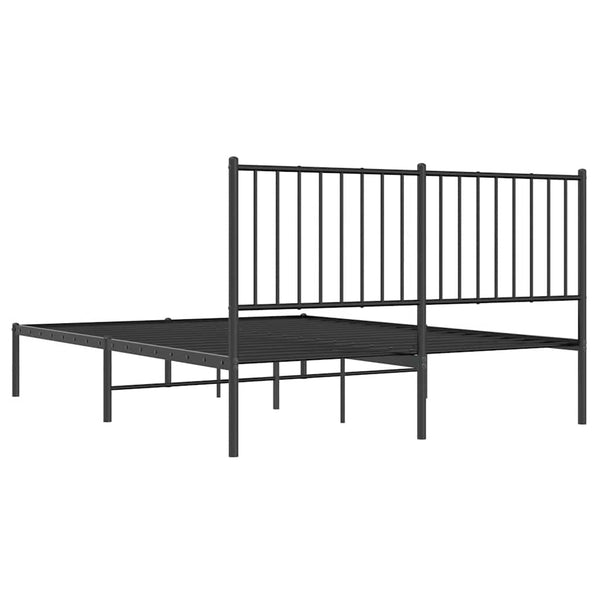 Schwarzes Metallbettgestell mit Kopfteil Necsoiu 135x190cm