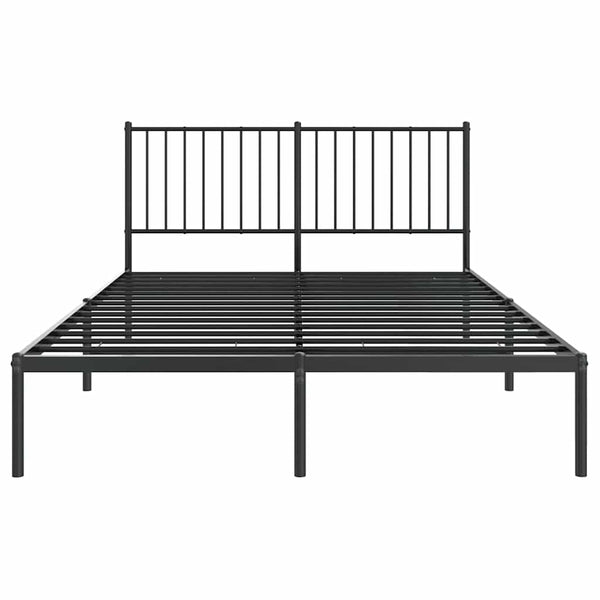 Schwarzes Metallbettgestell mit Kopfteil Necsoiu 140x200cm