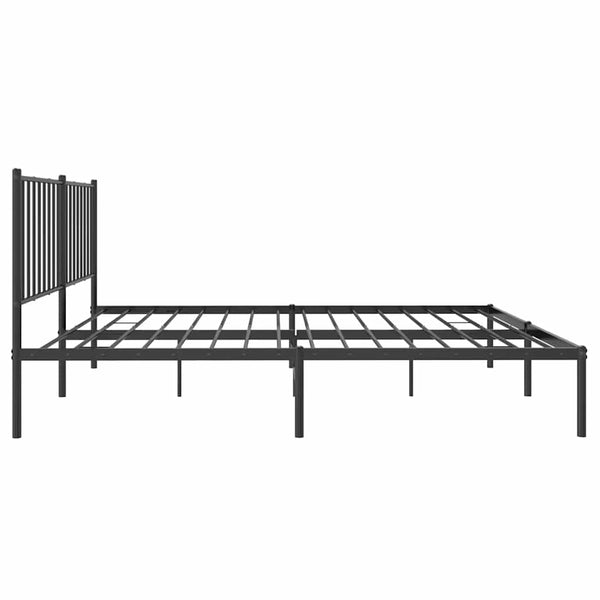Schwarzes Metallbettgestell mit Kopfteil Necsoiu 140x200cm