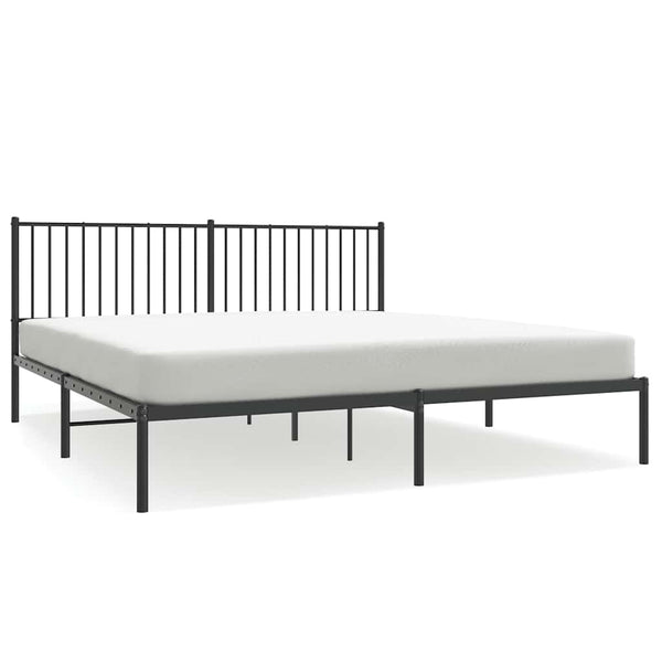 Schwarzes Metallbettgestell mit Kopfteil Necsoiu 183x213cm
