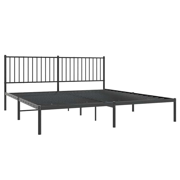 Schwarzes Metallbettgestell mit Kopfteil Necsoiu 183x213cm