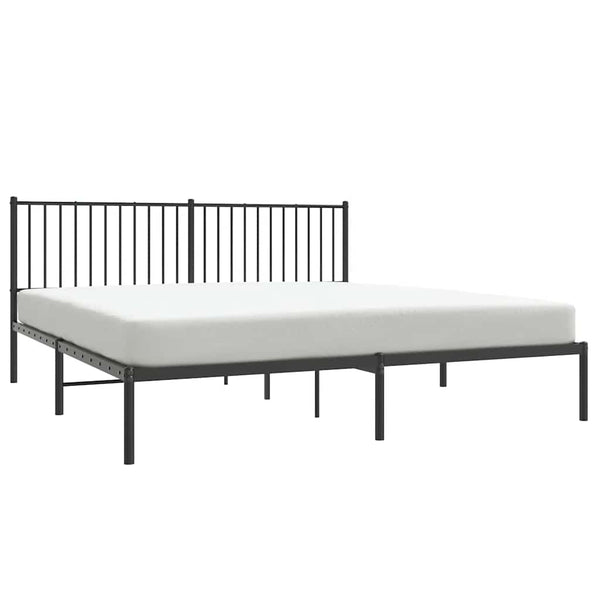 Schwarzes Metallbettgestell mit Kopfteil Necsoiu 183x213cm
