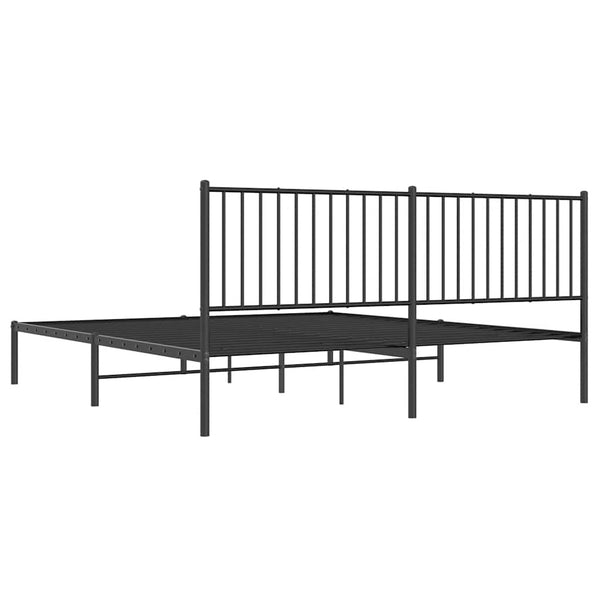 Schwarzes Metallbettgestell mit Kopfteil Necsoiu 183x213cm
