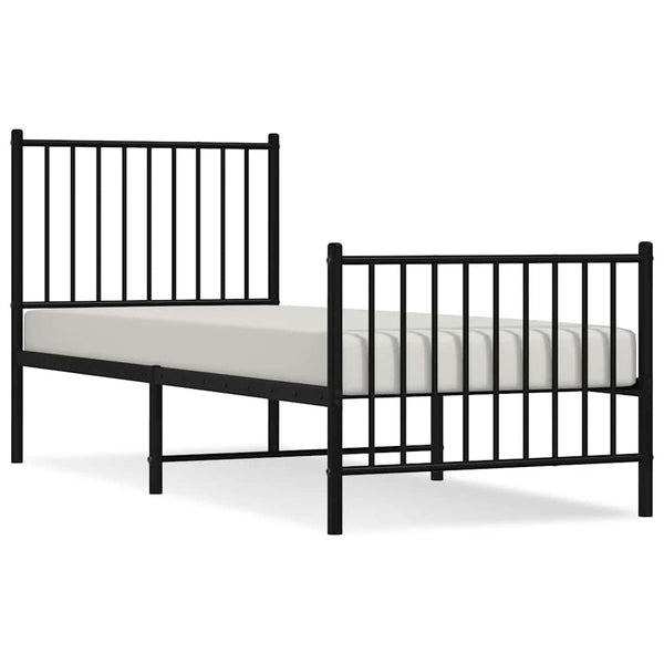 Schwarzer Metall-Bettrahmen mit Kopf- und Fußteil Necsoiu 75x190cm