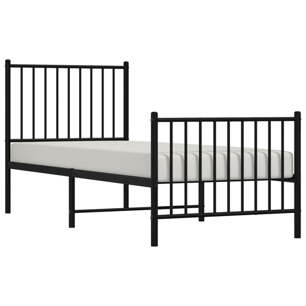 Schwarzer Metall-Bettrahmen mit Kopf- und Fußteil Necsoiu 75x190cm