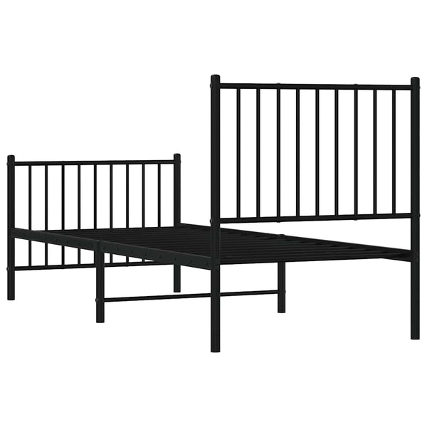 Schwarzer Metall-Bettrahmen mit Kopf- und Fußteil Necsoiu 75x190cm