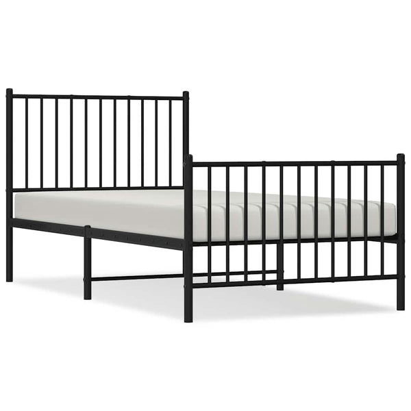 Musta metallinen sängynrunko päädyillä Necsoiu 90x190cm