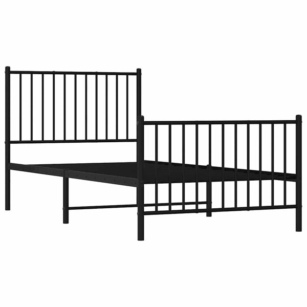 Musta metallinen sängynrunko päädyillä Necsoiu 90x190cm