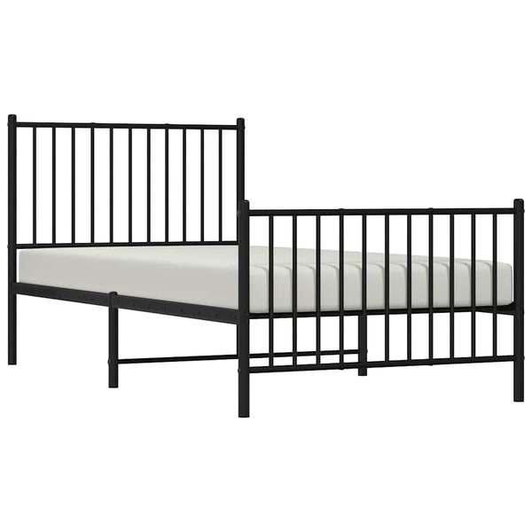 Musta metallinen sängynrunko päädyillä Necsoiu 90x190cm