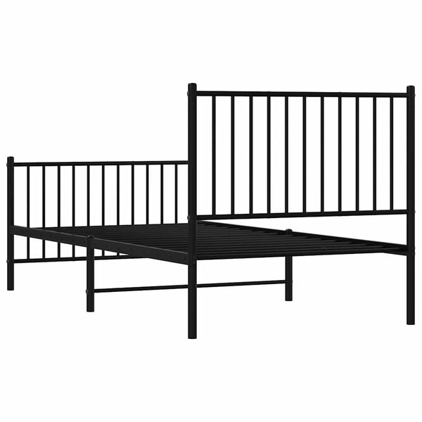 Musta metallinen sängynrunko päädyillä Necsoiu 90x190cm