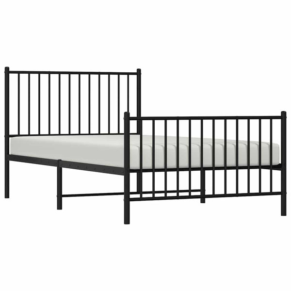 Musta metallinen sängynrunko päädyillä Necsoiu 100x190cm