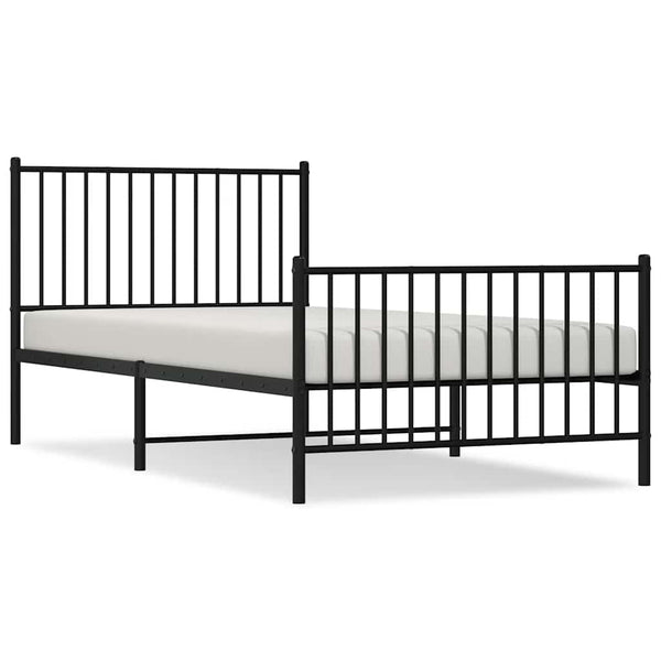 Schwarzes Metallbettgestell mit Kopfteilen Necsoiu 100x200cm