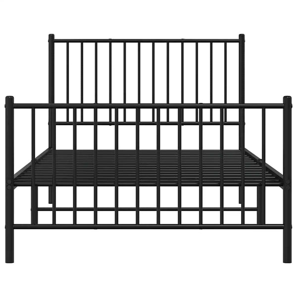 Schwarzes Metallbettgestell mit Kopfteilen Necsoiu 100x200cm