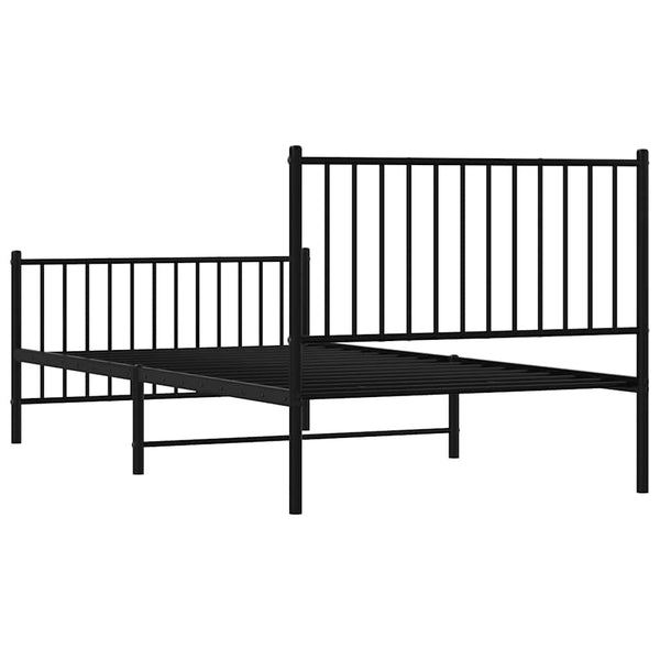 Schwarzes Metallbettgestell mit Kopfteilen Necsoiu 100x200cm