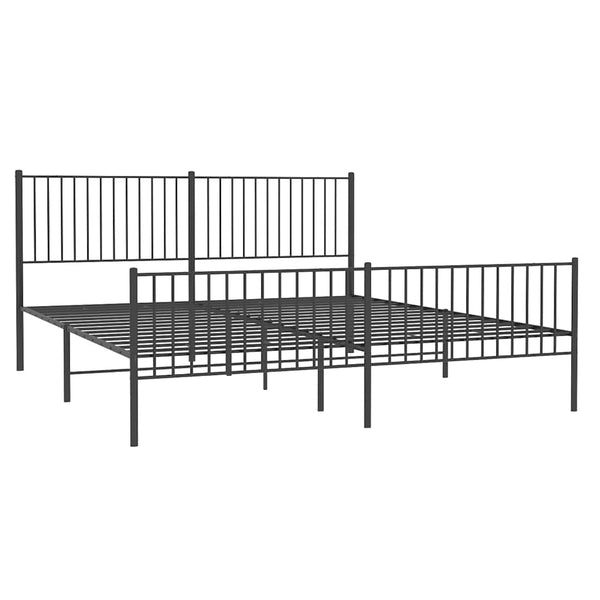 Schwarzes Metallbettgestell mit Kopfteil und Fußteil Necsoiu 193x203cm