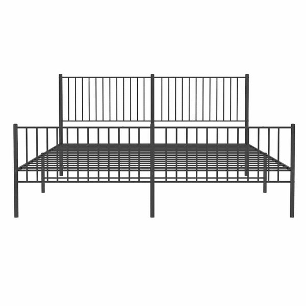 Schwarzes Metallbettgestell mit Kopfteil und Fußteil Necsoiu 193x203cm